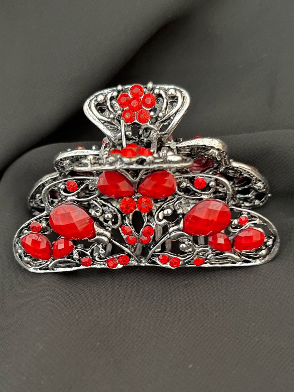 Red Jeweled Hair Claw Clip